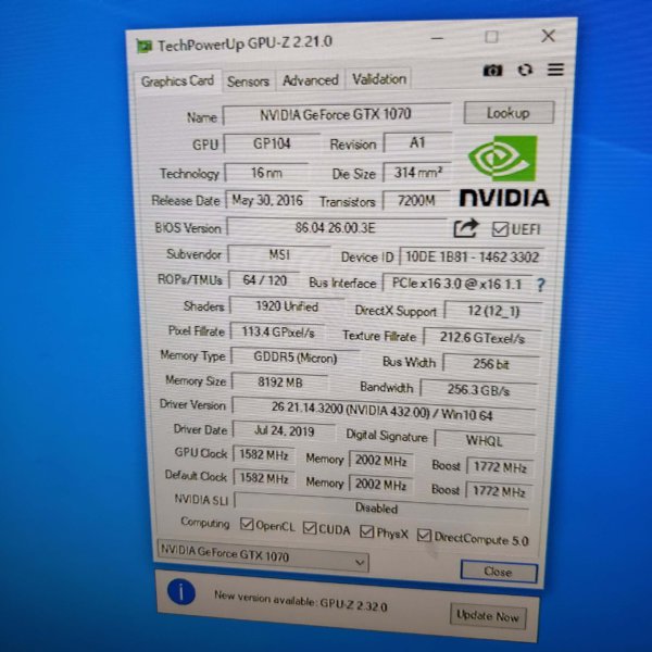 MSI GTX 1070 8G 保用3日